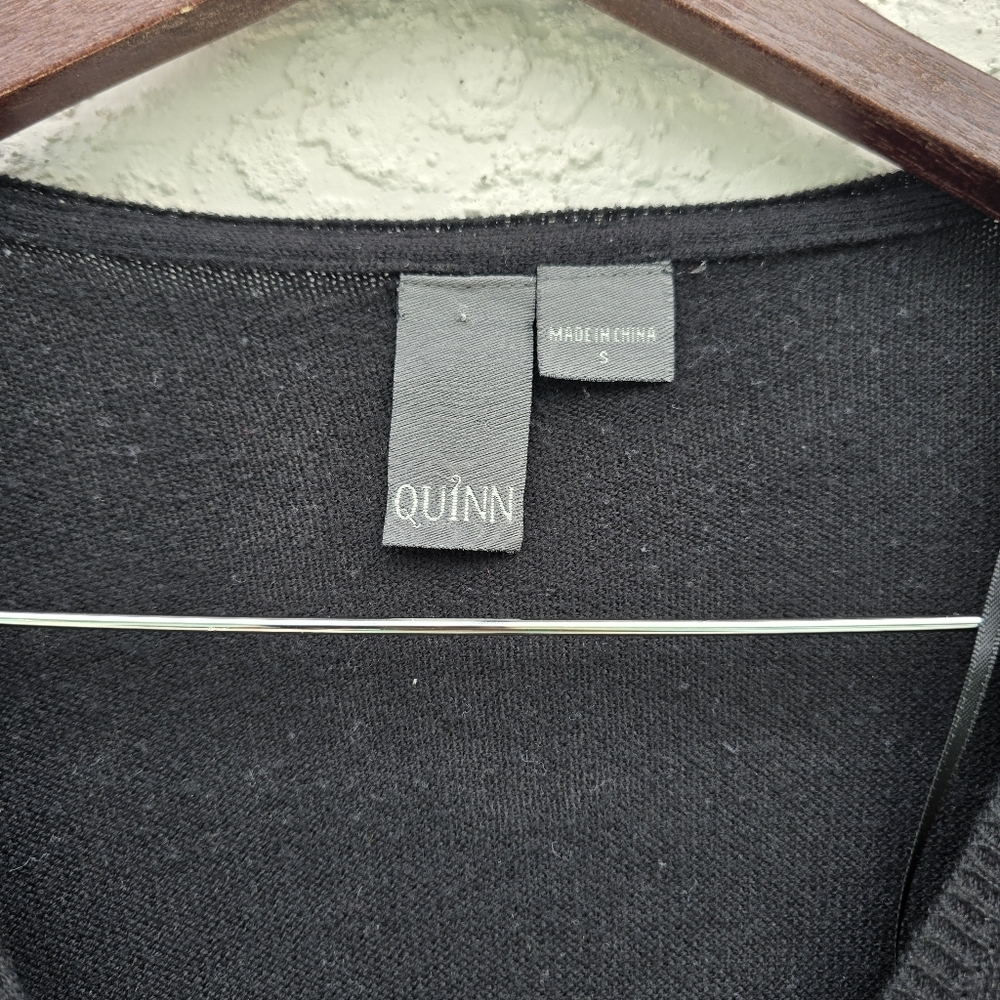 Black V-Neck Sweater with Zipper Accents - Picture 4 of 7